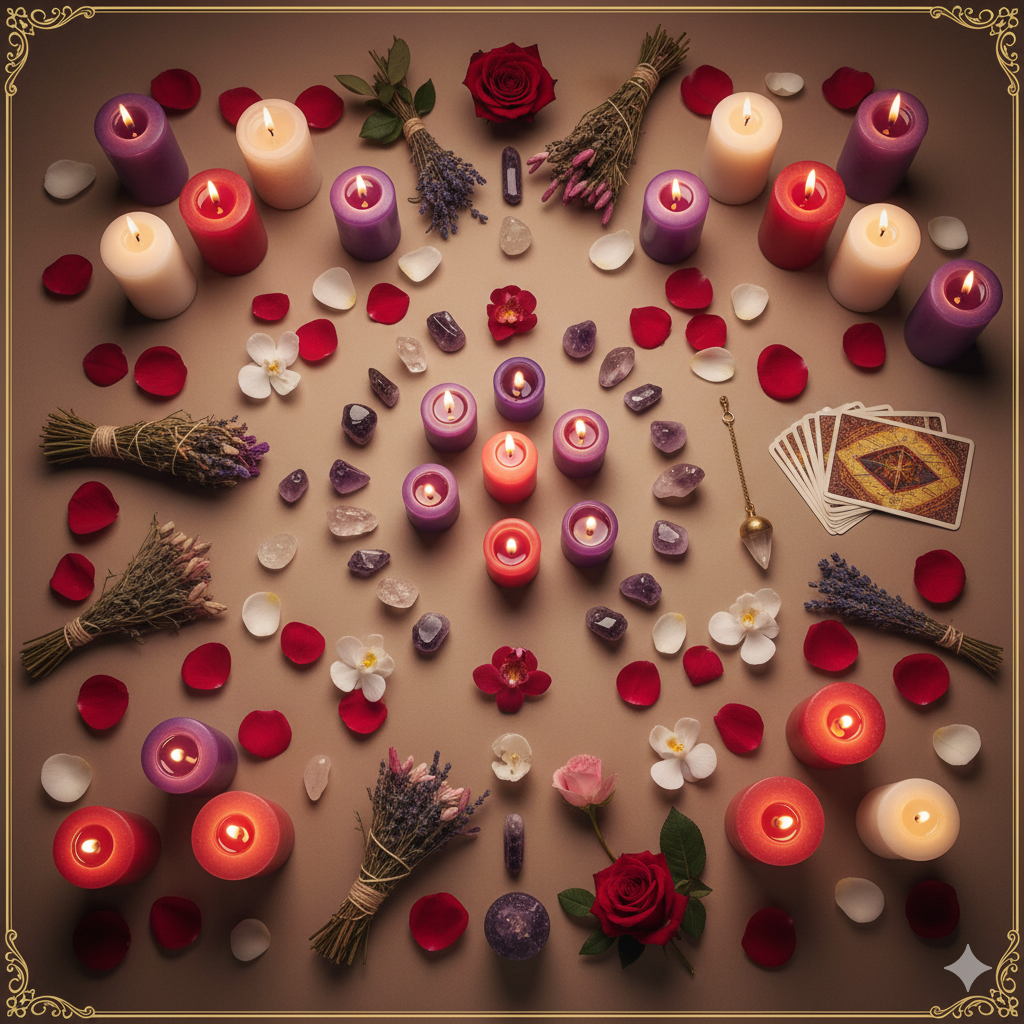 altares espirituales con velas de amor